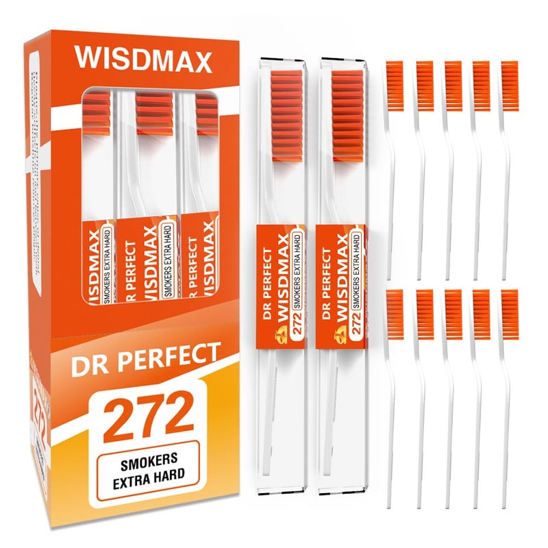DR PERFECT Extra Hard Toothbrushes Firm Toothbrush for Smoker's Teeth Whitening Pack of 12 - Image 2